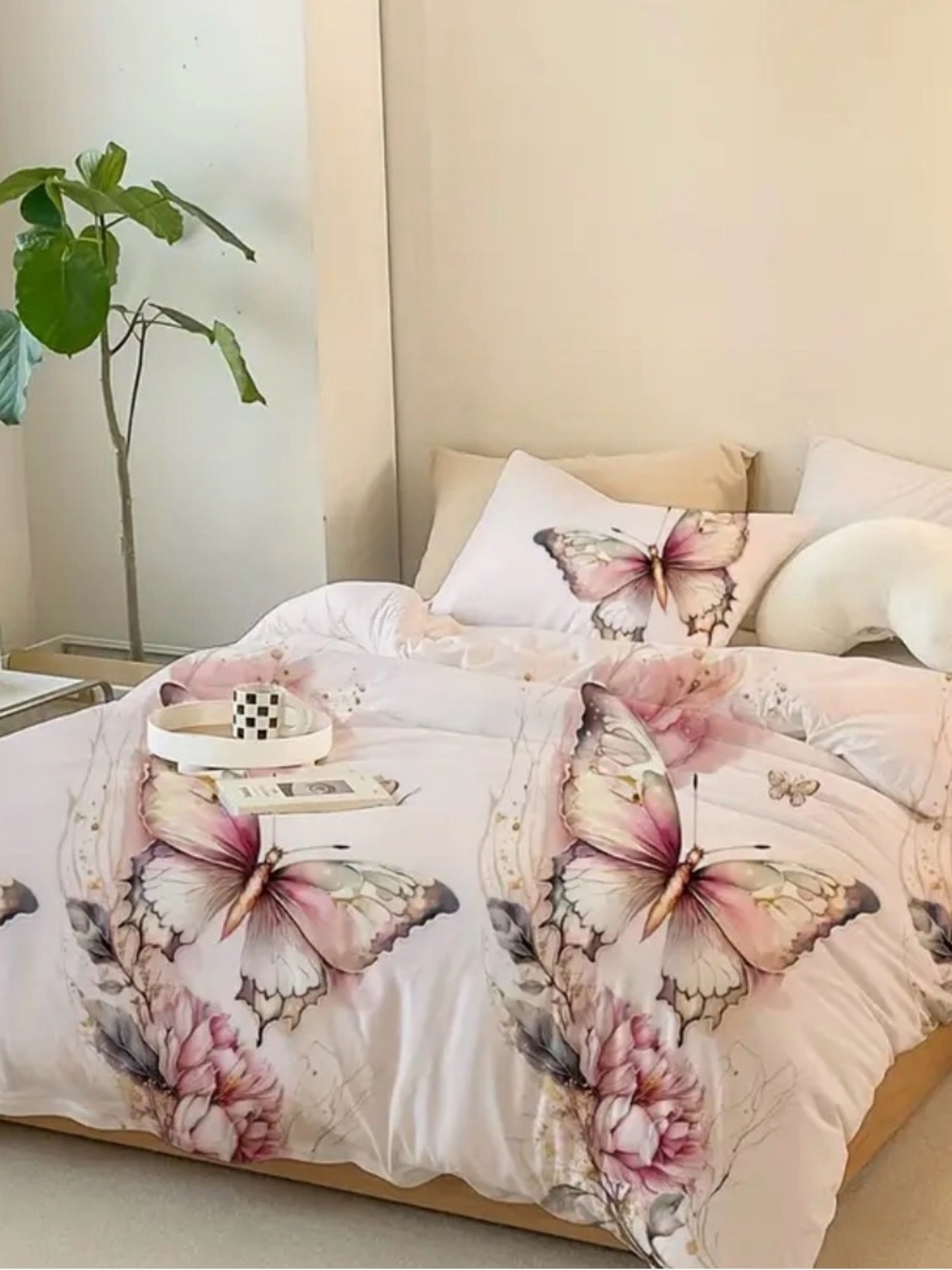Butterfly Bloom Pink Duvet Cover queen size